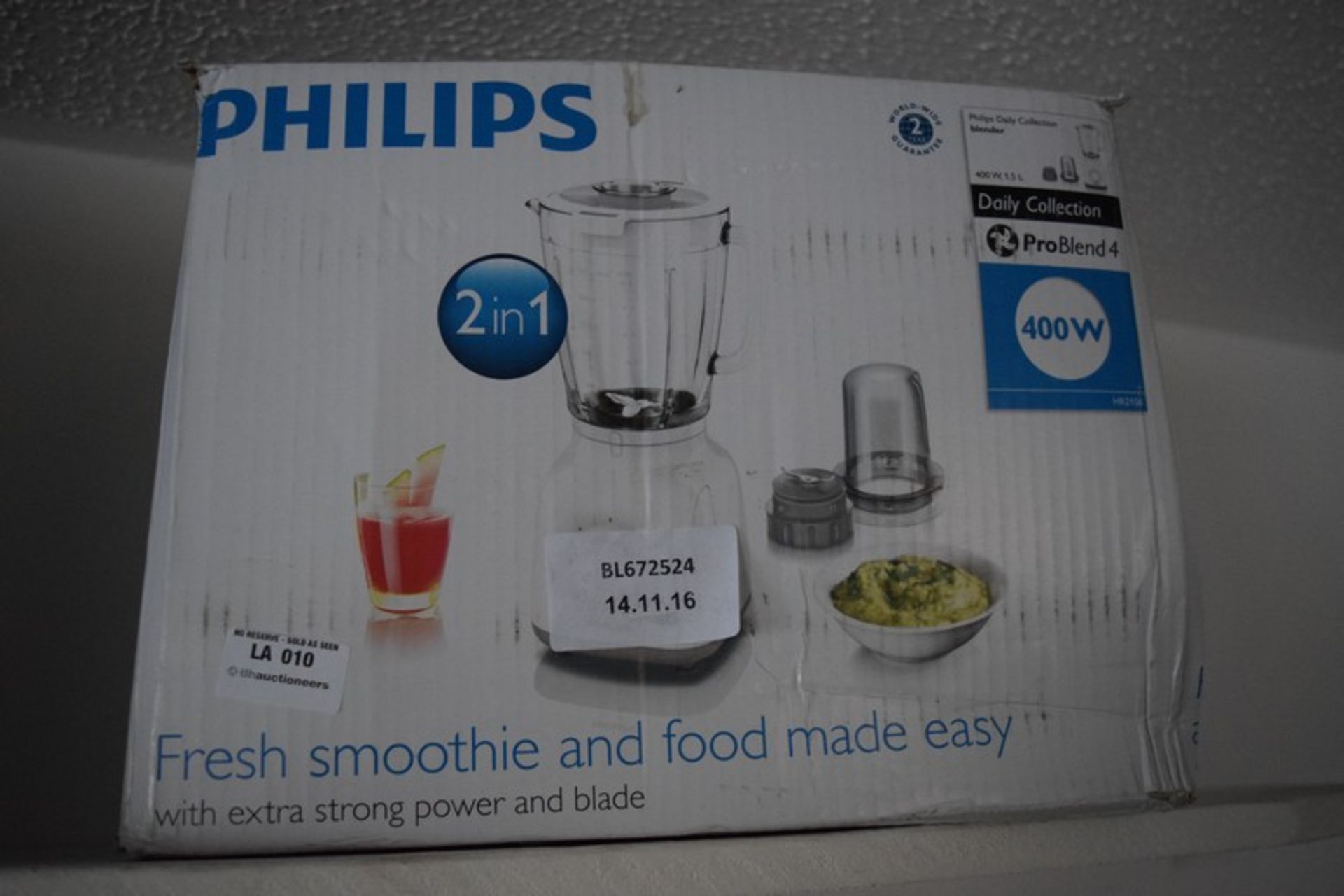 1 x BOXED PHILIPS 2-IN-1 BLENDER RRP £45 (14.11.2016) *PLEASE NOTE THAT THE BID PRICE IS