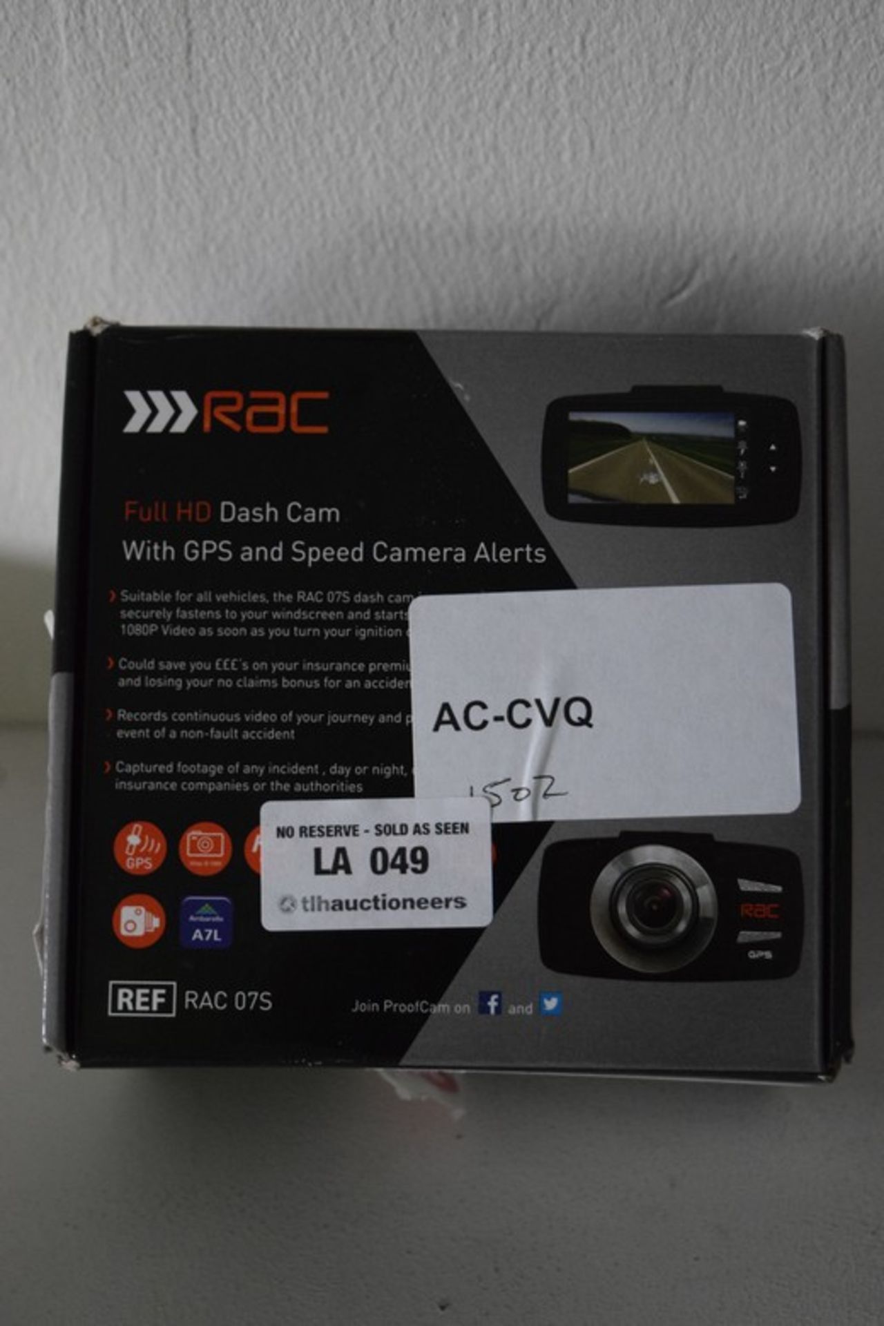 1 x BOXED RAC FULL HD DASH CAM WITH GPS AND SPEED CAMERA ALERT RRP £80 PALLET (1502) (AC) *PLEASE