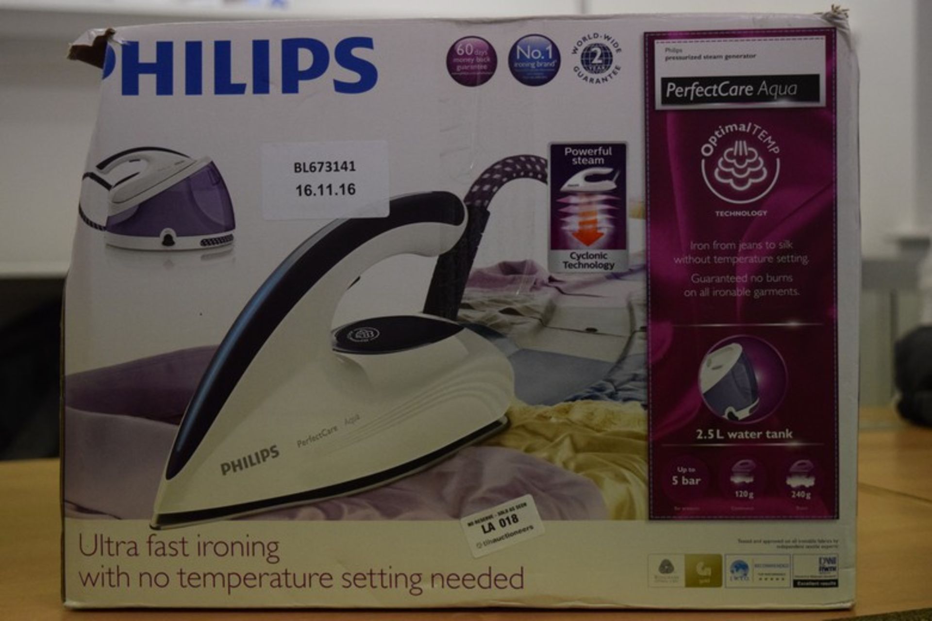 1 x BOXED PHILIPS PERFECT CARE AQUA IRON WITH PRESSURISED STEAM GENERATOR RRP £180 16/11/16 *