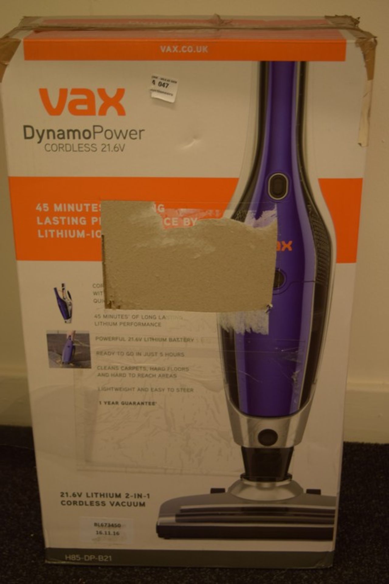 1 x BOXED VAX DYNAMO CORDLESS POWER VACUUM CLEANER RRP £120 16/11/16 *PLEASE NOTE THAT THE BID PRICE