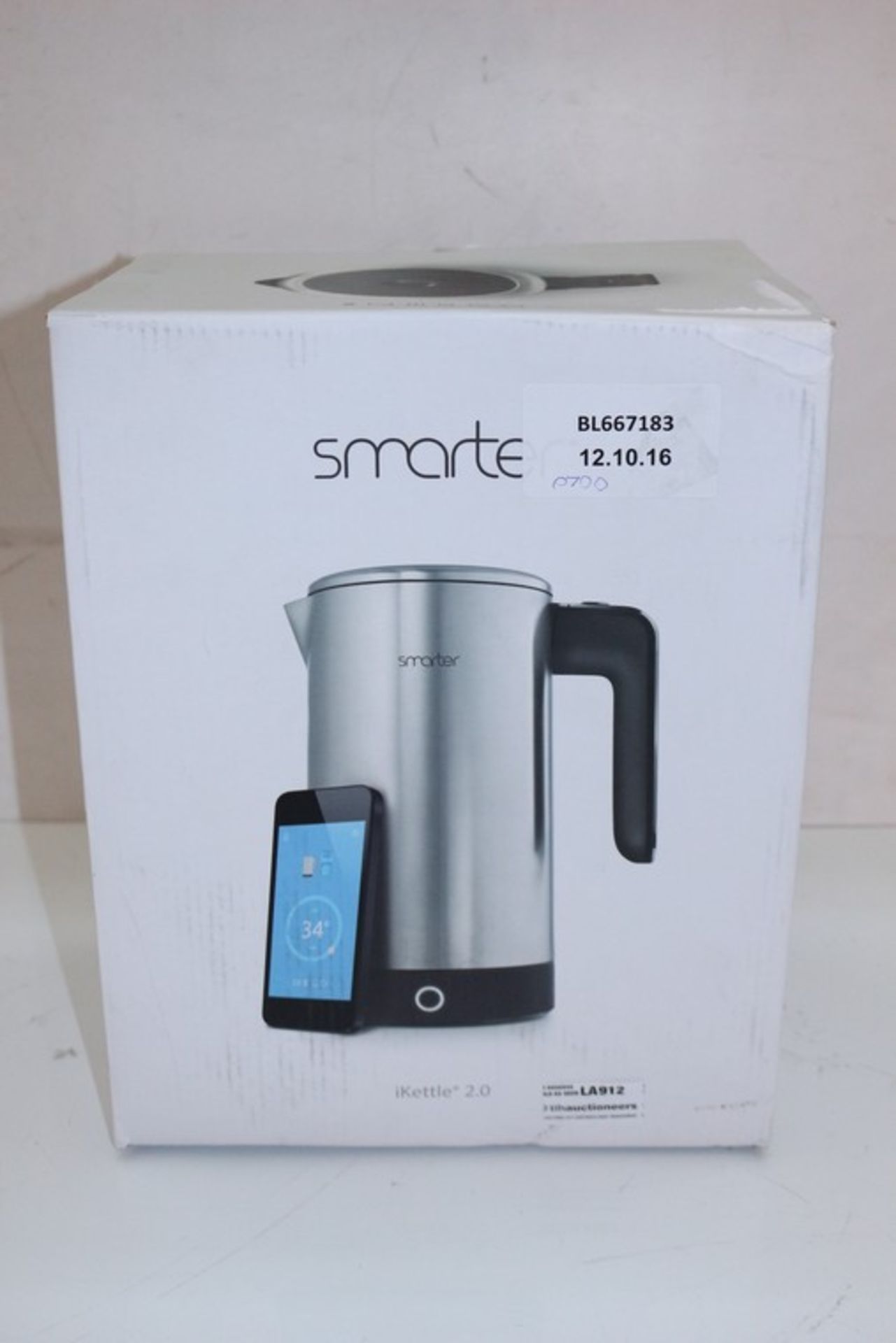 1 x BOXED SMARTER 2L I-KETTLE WIFI KETTLE RRP £70 *PLEASE NOTE THAT THE BID PRICE IS MULTIPLIED BY
