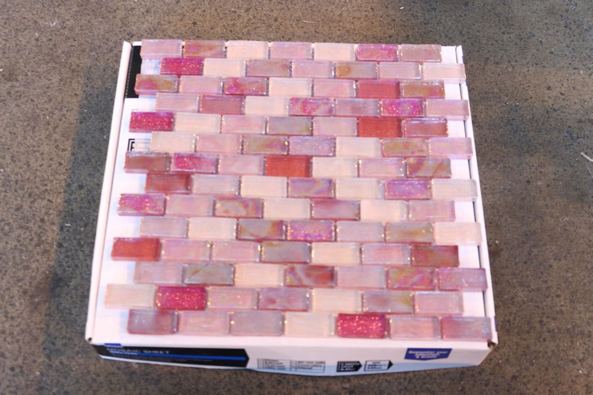 4X BY WICKES BOXED BRAND NEW MOSAIC SHEET WALL TILES IN PINK 308MMX330MM COMBINED RRP £199 (DS-VRA)