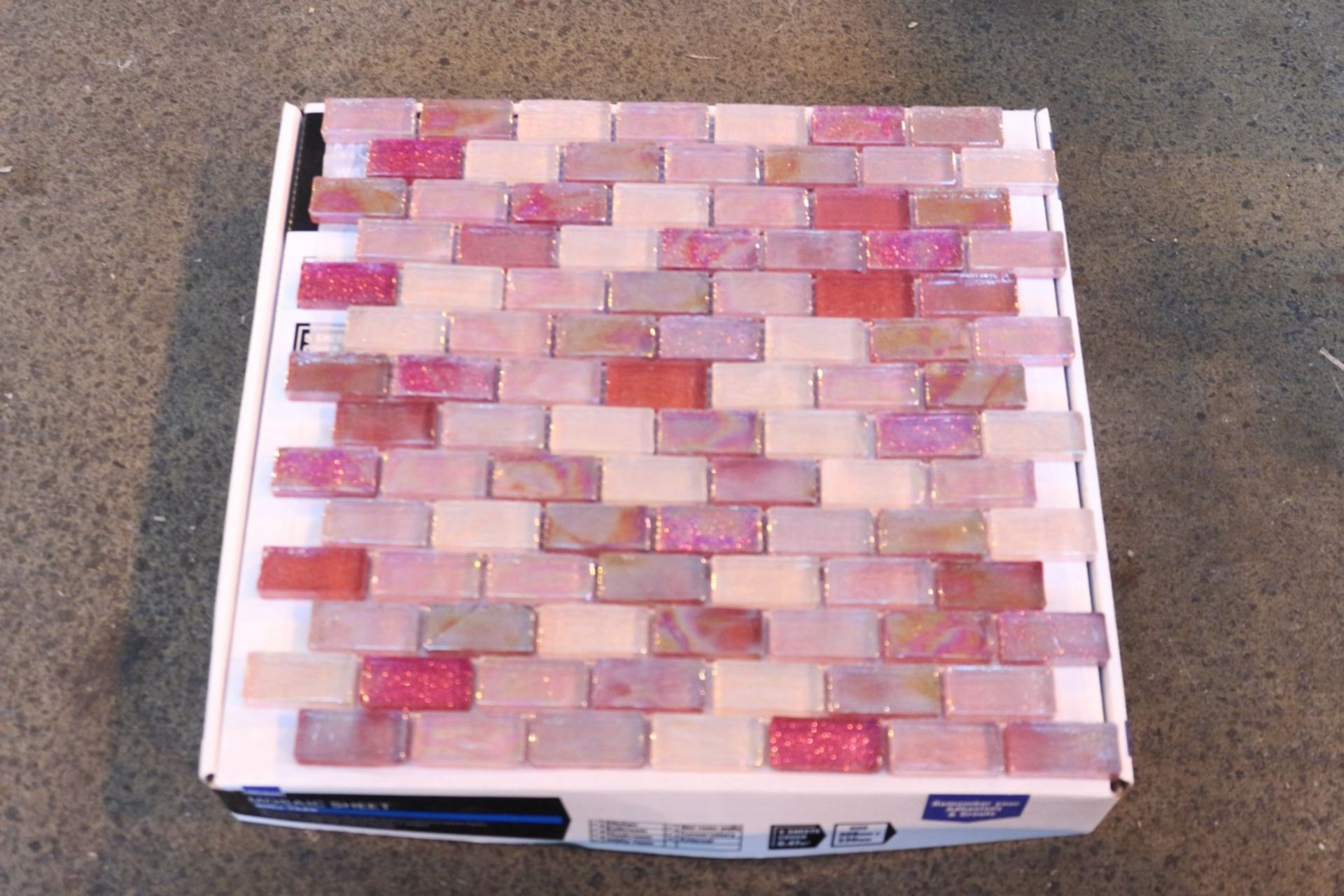 4X BY WICKES BOXED BRAND NEW MOSAIC SHEET WALL TILES IN PINK 308MMX330MM COMBINED RRP £199 (DS-VRA)