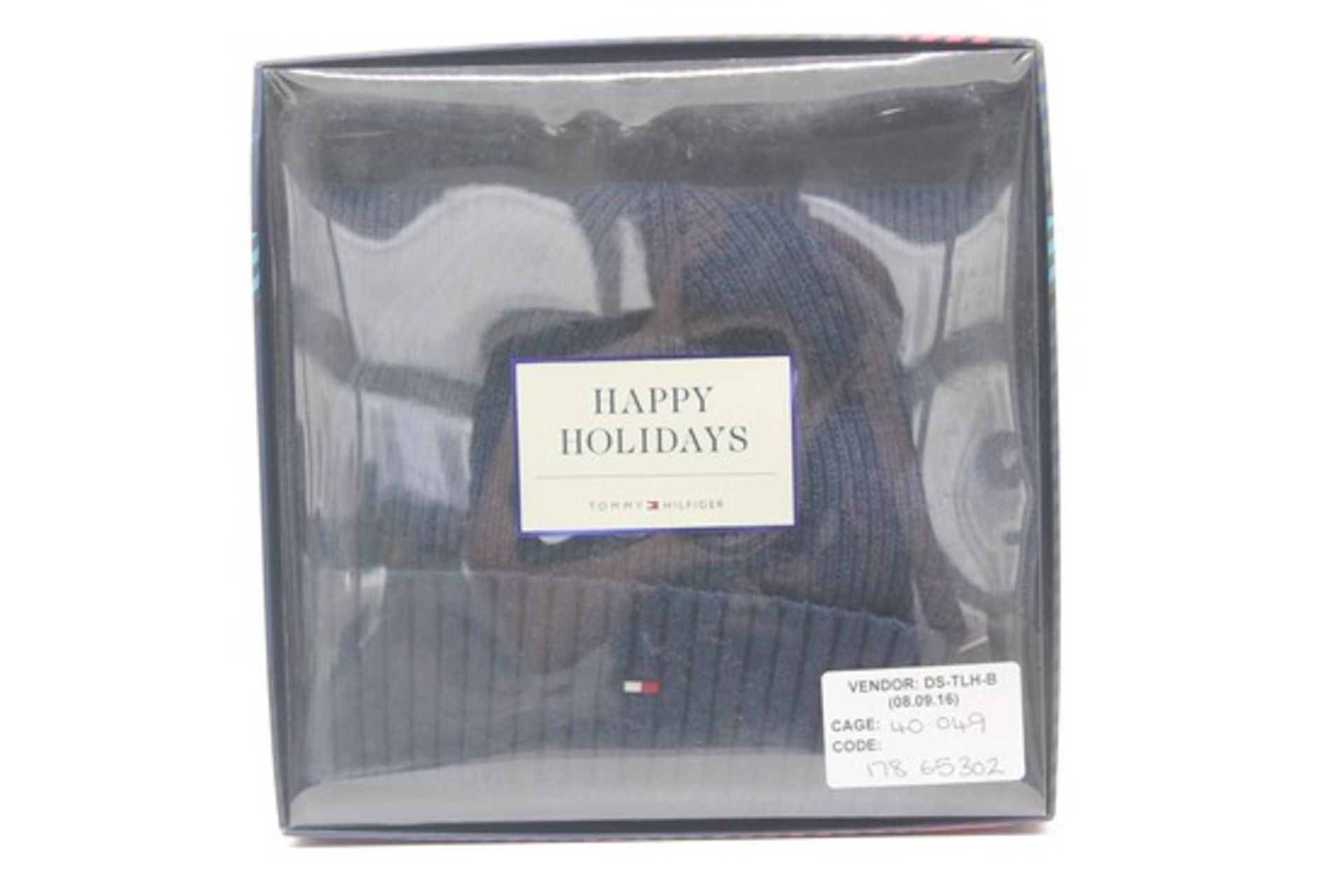 BOXED BRAND NEW TOMMY HILFIGER HAPPY HOLIDAYS HAT AND SCARF SET RRP £85 (DSSALVAGE)