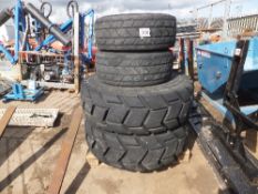 Set of tarmac tyres on rims to suit JCB 926 rough terrain forklift