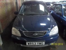 Kia Carens CRDI LX - WR53 YWG Date of registration: 22.12.2003 1991cc, diesel, manual, blue Odometer