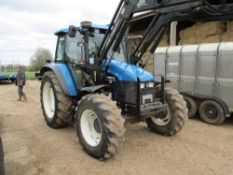 2000 New Holland TS110, 4WD tractor, c/w Trima 480 professional foreloader & bale spikes, 7322