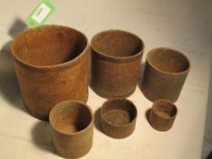 Set of 6 wooden dry measures - peck, gallon, ½ gallon, quart, pint and ½pint