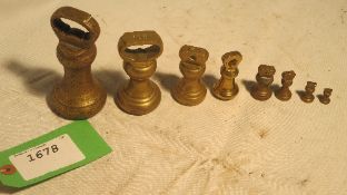 Set of 8 brass bell weights - 2lb, 1lb, 8oz, 4oz, 2oz, 1oz, 1/2 oz. and 1/4 oz.