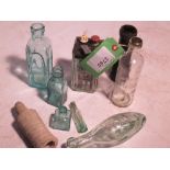 Rare hand-made bottles, including a rare Coke shape and hand-made clay bottle (BC?) plus Hamilton