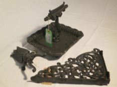 Cast iron boot scraper, boot beetle and wall bracket