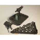 Cast iron boot scraper, boot beetle and wall bracket