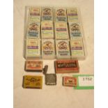 Assortment of old cigarette packets, match boxes and a Vesta case