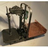 Ornate cast iron platform scales with brass tray