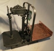 Ornate cast iron platform scales with brass tray