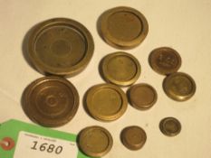 11 assorted brass weights