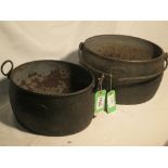 6 gallon cast iron boiling pot marked A.Kenrick & Sons and 4 gallon cast iron boiling pot marked E.