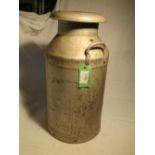 10 gallon aluminium milk churn with lid both marked Home Counties Dairies Ltd, Guildford, Swift Can,