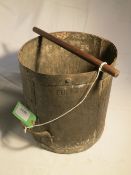 Galvanised 'Bushel' dry measure with stick for stricken quantity, filled level, not heaped