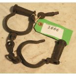 Gamekeeper's handcuffs including a key