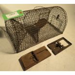 3 rat traps - a cage-type by S. Young & Son, the 'The Nipper' and a metal 'break back'