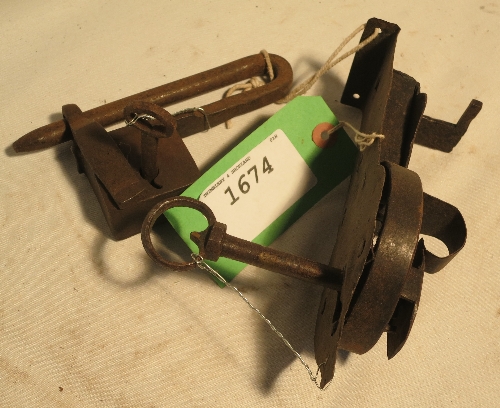 2 x 17th/18thC antique hand-made locks with keys