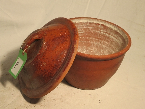 Stoneware storage pot for flour; still containing flour