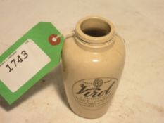 Ceramic pot marked Virol, A Preparation of Bone Marrow - Ideal Form of Fat for Children and