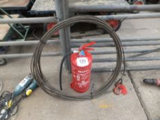 Wire hawser & fire extinguisher