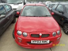 MG ZR - HY03 NWC Date of registration: 10.03.2003 1796cc, petrol, manual, red Odometer reading at