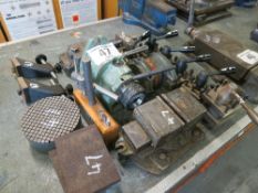 Assorted tooling including engineers vice, clamps, collet holders etc