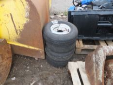 Set of four 4 stud trailer wheels fitted with 145/80 tyres