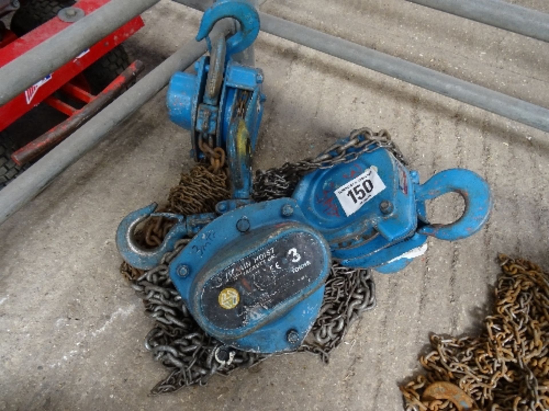 3 no 3 tonne chain hoists