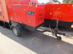 Genset MG20/15 road tow generator  19804 hrs, Runs, no Power This lot is sold on instruction of