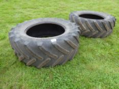 Pair of 650-65/38 part worn tractor tyres