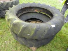 2 no. rear tractor tyres 16.9/14-28 and 13.6/12-36