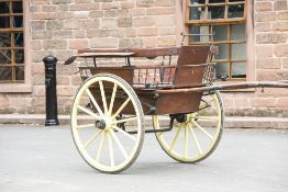GOVERNESS CAR - To suit 13 to 14 hh; finished in varnished natural wood with black metal work. On