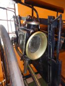 Pair of black/brass carriage lamps