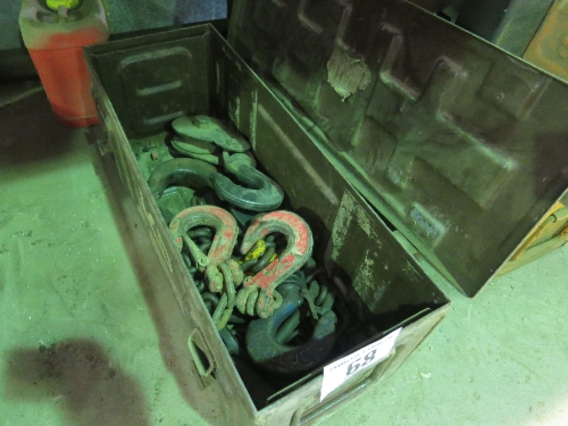 Box of lifting hooks etc