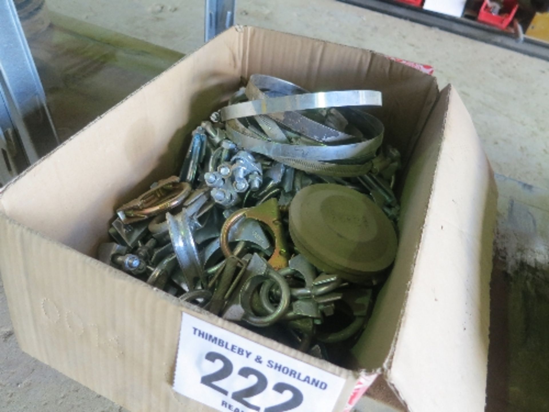 Box of assorted clips and fastenings