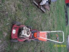1 petrol rotary mower and 1 flymo hover mower
