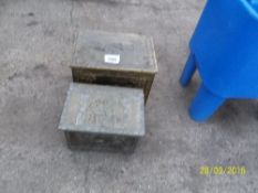 2 brass-covered wooden boxes