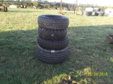 4 lorry/trailer wheels and tyres