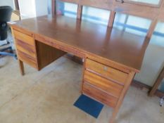 Twin pedestal wooden office desk
