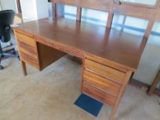 Twin pedestal wooden office desk