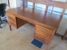 Twin pedestal wooden office desk