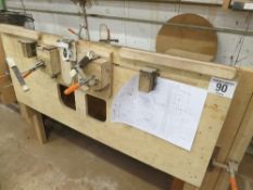 Bench-mounted jig for fixing canopy hinges, with attachments. (Bench not included)