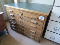 Six drawer wooden plan desk