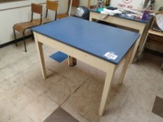 2 No. blue formica-topped kitchen tables