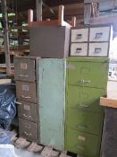3 No. four drawer metal filing cabinets and 2 x four drawer card index cabinets